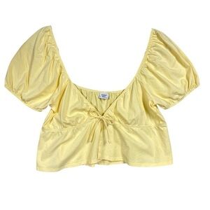 Sunday Best Kaia Crop Top Womens Size M Yellow Dainty Cottage Y2K